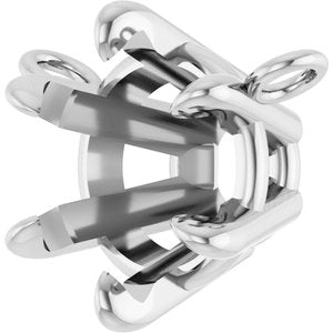 10K White Gold 7 mm Round 6-Prong Claw Necklace Center
