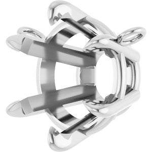 10K White Gold 9.3 mm Round 6-Prong Claw Necklace Center