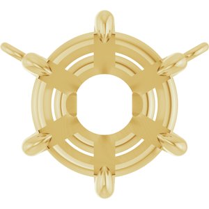 14K Yellow Gold 8.6 mm Round 6-Prong Claw Necklace Center