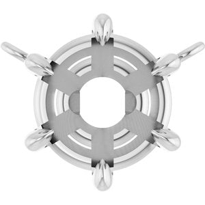 14K White Gold 7.75 mm Round 6-Prong Claw Necklace Center