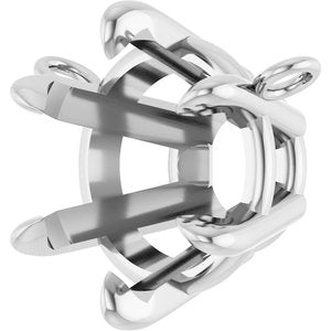 18K White Gold 8.75 mm Round 6-Prong Claw Necklace Center