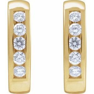 14K Yellow Gold 1/3 CTW Natural Diamond 14 mm Hinged Hoop Earrings – image 2