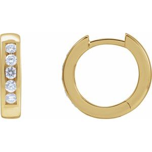 14K Yellow Gold 1/3 CTW Natural Diamond 14 mm Hinged Hoop Earrings