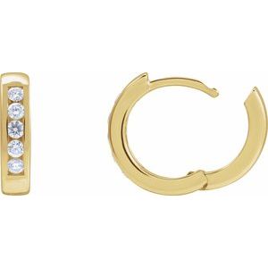 14K Yellow Gold 1/3 CTW Natural Diamond 14 mm Hinged Hoop Earrings – image 3