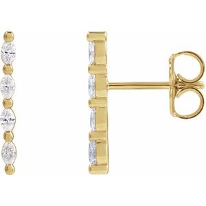 14K Yellow Gold 1/6 CTW Natural Diamond Bar Earring