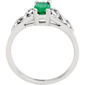 14K White Gold May Imitation Birthstone Ring