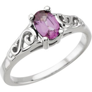 14K White Gold June Imitation Birthstone Ring