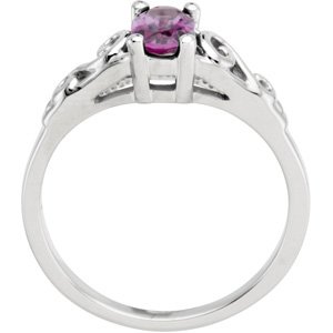 14K White Gold June Imitation Birthstone Ring