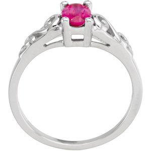 14K White Gold July Imitation Birthstone Ring