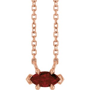 14K Rose Gold 6x3 mm Natural Mozambique Garnet 18" Necklace