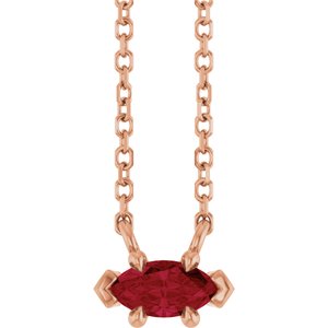 14K Rose Gold 6x3 mm Lab-Grown Ruby 18" Necklace