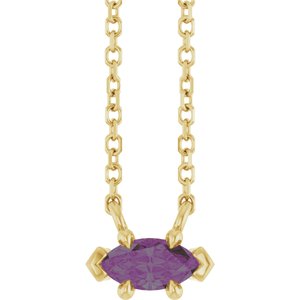 14K Yellow Gold 6x3 mm Lab-Grown Alexandrite 18" Necklace