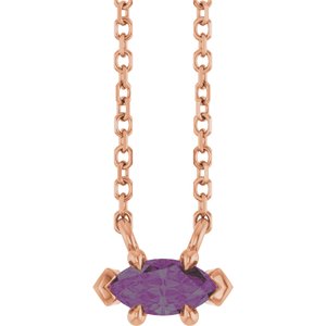 14K Rose Gold 6x3 mm Lab-Grown Alexandrite 18" Necklace