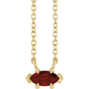 14K Yellow Gold 6x3 mm Natural Mozambique Garnet 18" Necklace