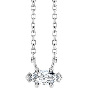 Platinum 6x3 mm Natural White Sapphire 18" Necklace