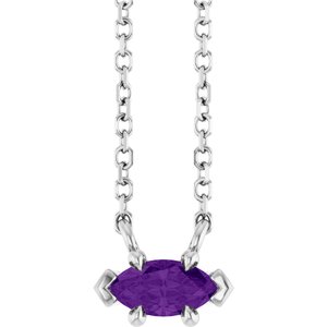 14K White Gold 6x3 mm Natural Amethyst 18" Necklace