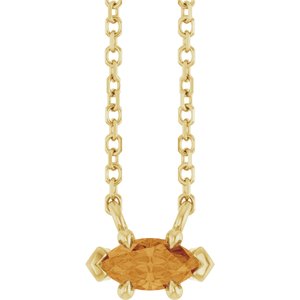 14K Yellow Gold 6x3 mm Natural Citrine 18" Necklace