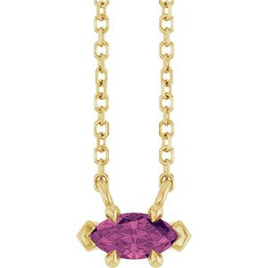 14K Yellow Gold 6x3 mm Natural Pink Tourmaline 18" Necklace