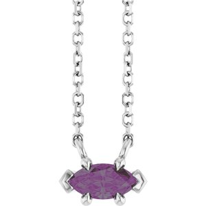 14K White Gold 6x3 mm Lab-Grown Alexandrite 18" Necklace