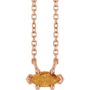 14K Rose Gold 6x3 mm Natural Citrine 18" Necklace