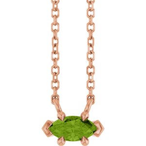 14K Rose Gold 6x3 mm Natural Peridot 18" Necklace
