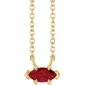 14K Yellow Gold 6x3 mm Lab-Grown Ruby 18" Necklace