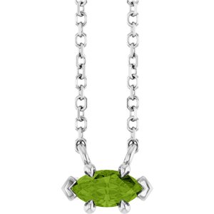Sterling Silver 6x3 mm Natural Peridot 18" Necklace