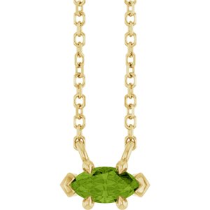 14K Yellow Gold 6x3 mm Natural Peridot 18" Necklace