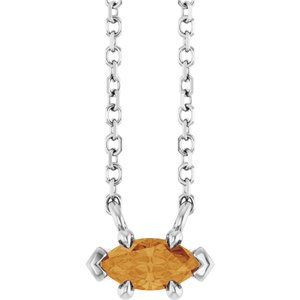 14K White Gold 6x3 mm Natural Citrine 18" Necklace