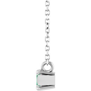 14K White Gold 6x3 mm Natural Emerald 18" Necklace