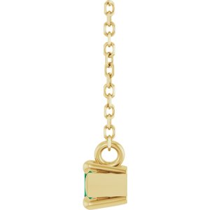 14K Yellow Gold 6x3 mm Lab-Grown Emerald 18" Necklace