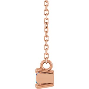 14K Rose Gold 6x3 mm Natural Blue Sapphire 18" Necklace