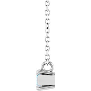 14K White Gold 6x3 mm Natural Blue Zircon 18" Necklace