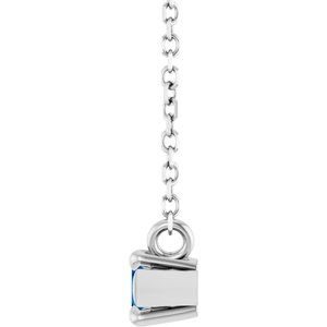 Sterling Silver 6x3 mm Lab-Grown Blue Sapphire 18" Necklace