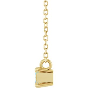 14K Yellow Gold 6x3 mm Natural Aquamarine 18" Necklace