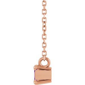 14K Rose Gold 6x3 mm Natural Amethyst 18" Necklace