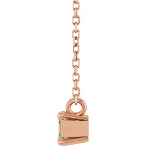 14K Rose Gold 6x3 mm Lab-Grown Emerald 18" Necklace