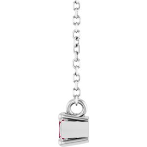 Platinum 6x3 mm Lab-Grown Ruby 18" Necklace