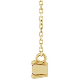 14K Yellow Gold 6x3 mm Natural Amethyst 18" Necklace