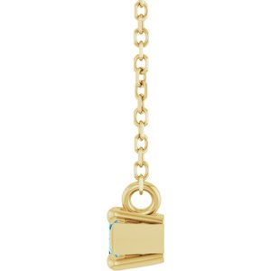 14K Yellow Gold 6x3 mm Natural Blue Zircon 18" Necklace