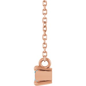 14K Rose Gold 6x3 mm Natural Blue Zircon 18" Necklace