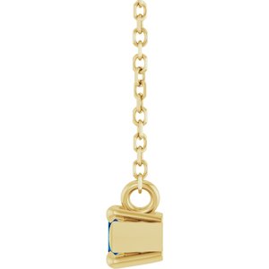 14K Yellow Gold 6x3 mm Natural Blue Sapphire 18" Necklace