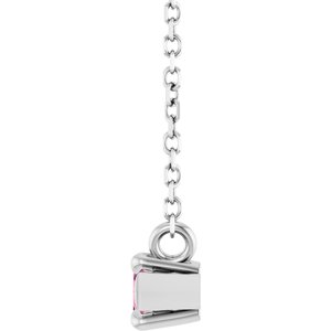 14K White Gold 6x3 mm Natural Pink Tourmaline 18" Necklace