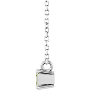 Platinum 6x3 mm Natural Peridot 18" Necklace