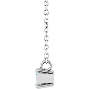 Sterling Silver 6x3 mm Natural Aquamarine 18" Necklace