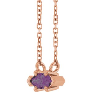 14K Rose Gold 6x3 mm Lab-Grown Alexandrite 18" Necklace