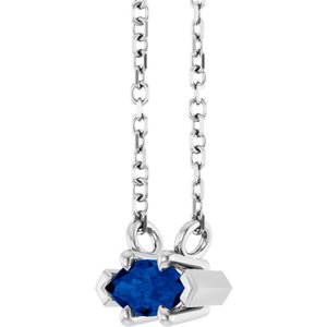 Platinum 6x3 mm Natural Blue Sapphire 18" Necklace