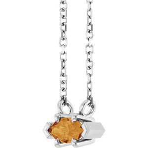Sterling Silver 6x3 mm Natural Citrine 18" Necklace