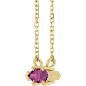 14K Yellow Gold 6x3 mm Natural Pink Tourmaline 18" Necklace