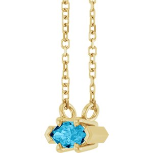 14K Yellow Gold 6x3 mm Natural Aquamarine 18" Necklace